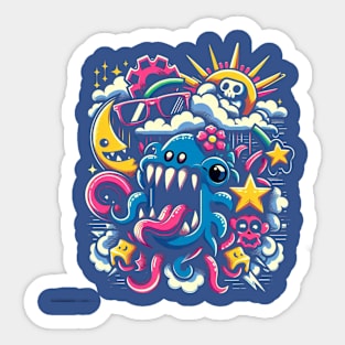 Whimsical Monster Pop Art Sticker